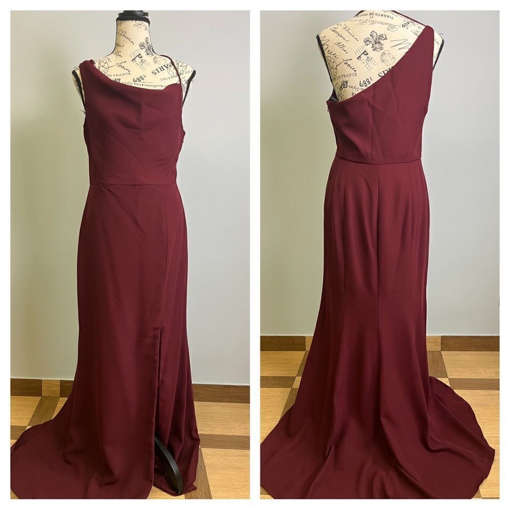 After Six Asymmetrical one shoulder draped cowl maxi dress nwt size 6R